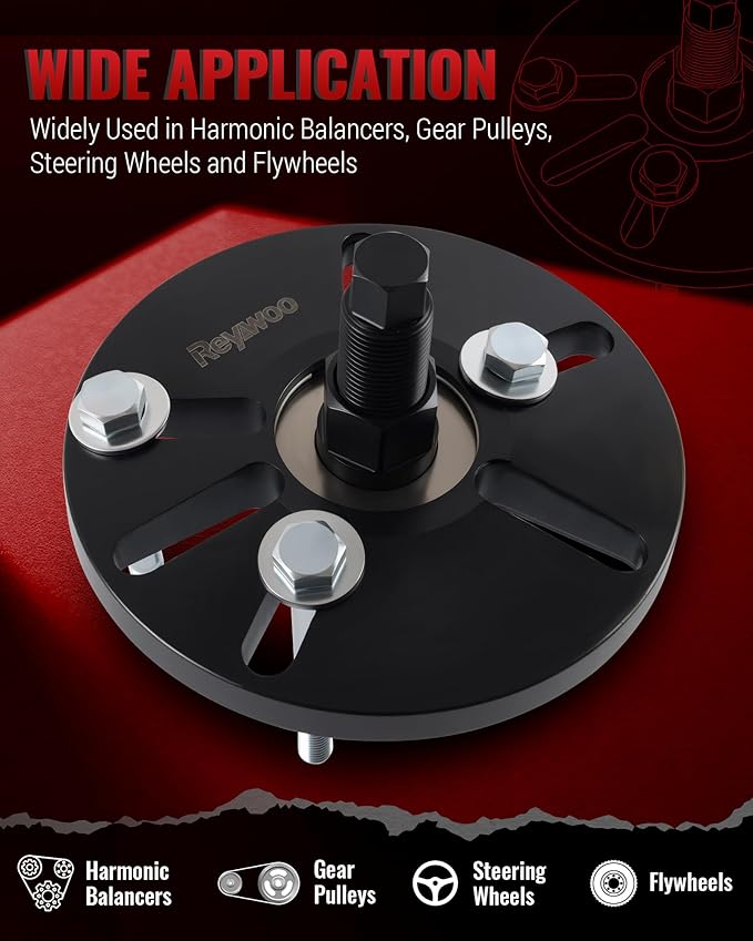 Harmonic Balancer Puller and Installer Tool Set, Works as Flywheel Puller, Steering Wheel Puller, and Crankshaft Pulley Puller