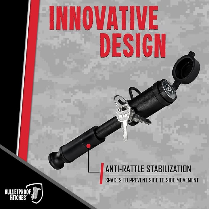 BulletProof Hitches - 5/8" Trailer Hitch Locking Pins - Universal Fit, Stainless Steel, Weather Resistant Rubber Cap - Black, 3 Pack