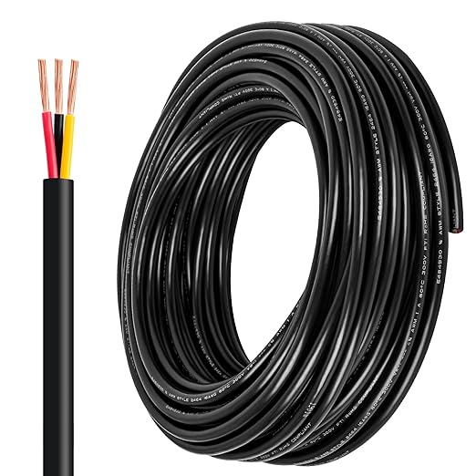 14 Gauge Wire 3 Conductor,14 AWG Electrical Wire Stranded PVC Cord Oxygen-Free Copper Cable,200FT 3 Core Pure Copper Flexible Cable Wire for LED Lamp Lighting Strips Automotive (14AWG-3C, 200FT)…