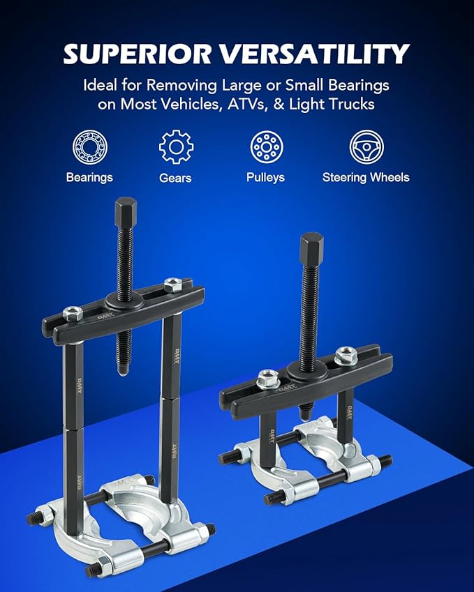 Orion Motor Tech Bearing Puller Set, 5 Ton Capacity Bearing Separator, Pinion Wheel Bearing Removal Kit with 2" and 3" Jaws, Wheel Hub Axle Puller Set, Heavy Duty Bearing Splitter Tool Kit