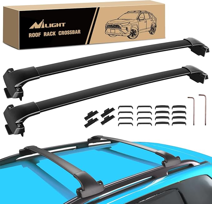 Nilight Roof Rack Cross Bars Fit for Subaru Forester 2014 2015 16 17 18 19 20 21 22 2023 Aluminum Heavy Duty Rails Crossbars with Rubber Pad for Rooftop Cargo Carrier Kayak(Only Fit Raised Side Rails)