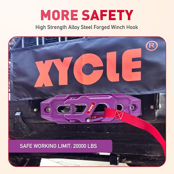 Winch Fairlead with Tow Hook,7075 Aluminum Hawse Fairlead with High Strength Alloy Steel Forged Winch Hook, 20000lb Winch Fairlead Hook (Purple)