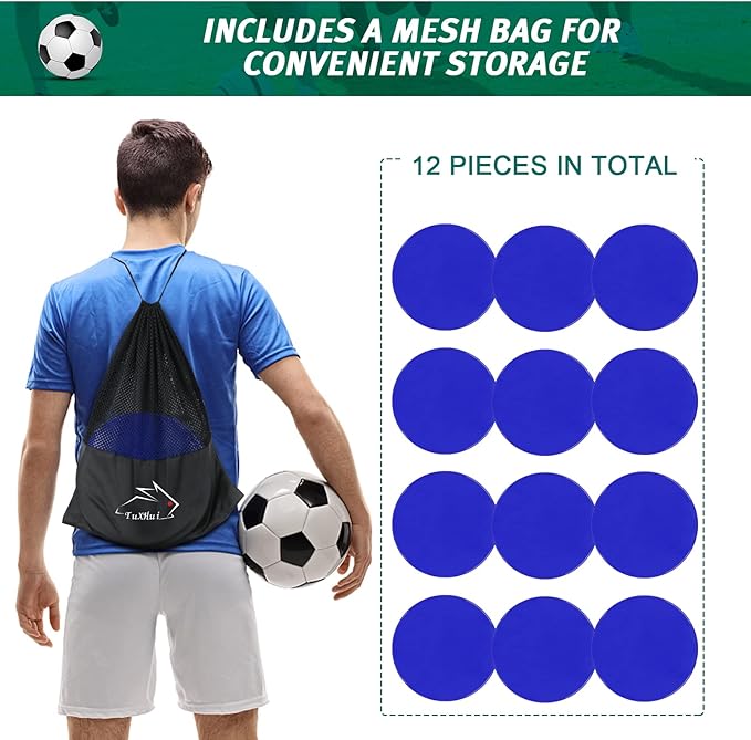 Spot Markers Rubber Floor Dots 9inch Non Slip Agility Dots Flat Cones for Kids Sports Soccer Basketball Training, Gym Training, Preschool Kindergarten Classroom