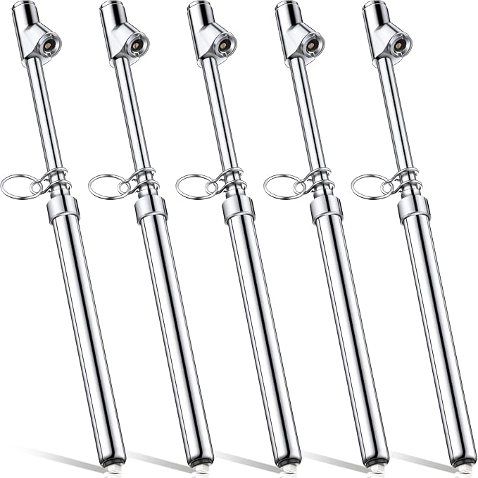 5 Pack Dual Head Tire Pressure Gauge Pencil Tire Gauges Heavy Duty Air Gauge Tire Pressure Dual Head Chucks Auto Service Gage Range to 10-150psi/ 1-10bar for Car Truck Bike Motorcycle, Silver