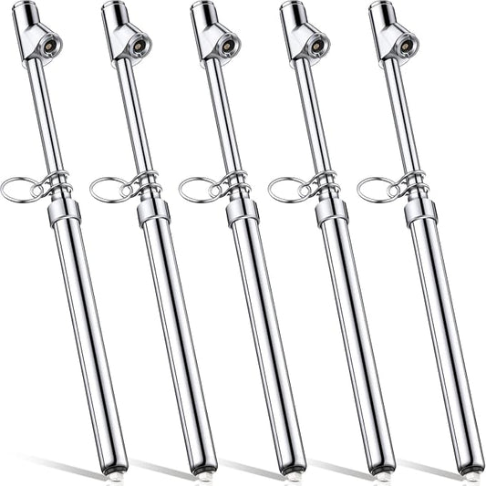 5 Pack Dual Head Tire Pressure Gauge Pencil Tire Gauges Heavy Duty Air Gauge Tire Pressure Dual Head Chucks Auto Service Gage Range to 10-150psi/ 1-10bar for Car Truck Bike Motorcycle, Silver