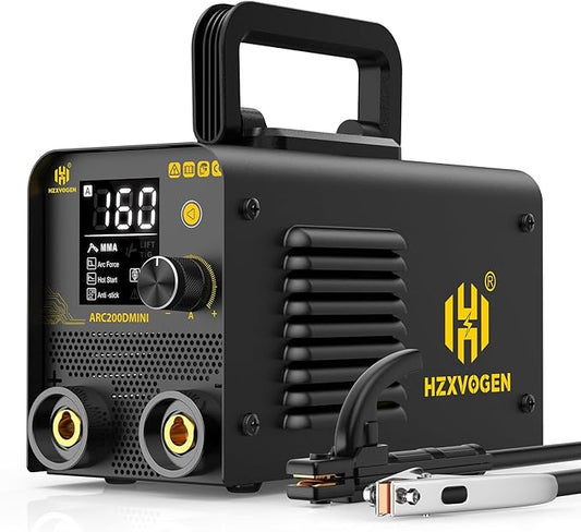 H HZXVOGEN 160A Stick Welder, 2 in 1 Lift TIG/MMA ARC Welder Machine, 110V Mini Portable Welding Machine with Arc Force, Hot Start, Anti-Stick, LED Digital Display DC Inverter Welder(ARC200DMINI)