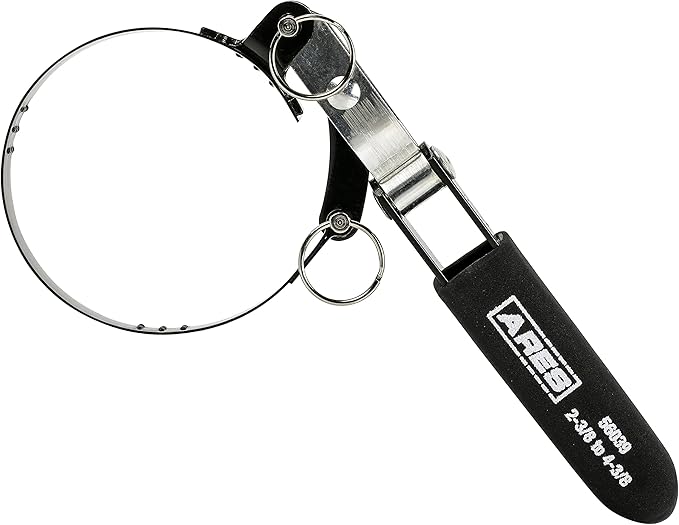 ARES 56039 – 4-in-1 Swivel Oil Filter Wrench – 2 3/8-Inch to 4 3/8-Inch (60mm to 111mm) Capacity – 180-Degree Swivel for Improved Access – Automatically Tightens on Filter