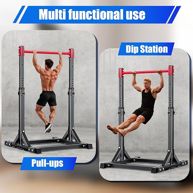 AFFLUENT Pull Up Bar Free Standing Power Tower Station - 330LBS Heavy Duty Adjustable Pullup Bar Stand for Home Gym, Multifunction Dip Station with 8-Level Height