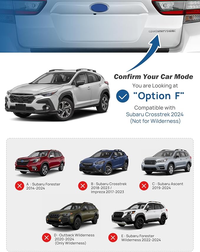 JOYTUTUS Lockable Car Roof Rack Compatible with Subaru Crosstrek 2024 with Factory Raised Side Rails (Not Fit Wilderness), 220LB Aluminum Crossbars for Roof Racks Suitcases Kayaks Canoes Bikes Skis