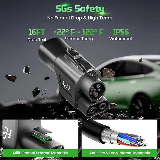 NACS to CCS1 Adapter for Tesla Supercharger V1/V2/V3/V4 - Compatible with Ford F-150 Lightning, GM, Rivian R1T/R1S, Hyundai, Kia, Volvo EVs - 500A 250kW Fast Charging, All-Weather