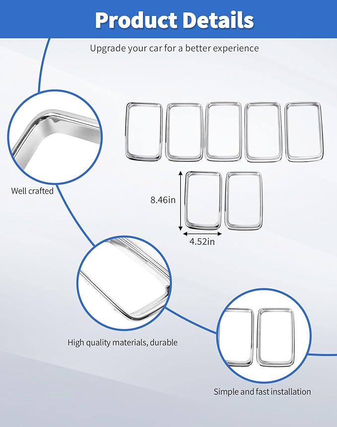 for Grand Cherokee Chrome Grill Inserts Front Grille Mesh no Mesh Cover Guard for 2014-2016 Jeep Grand Cherokee Clip-on Grille Accessories