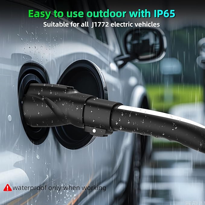 Tesla to J1772 Adapter - Max 80A 250V, with Fixed Lock Function, Compatible with NACS Wall Chargers & Mobile Connectors, for All J1772 EVs (Black)