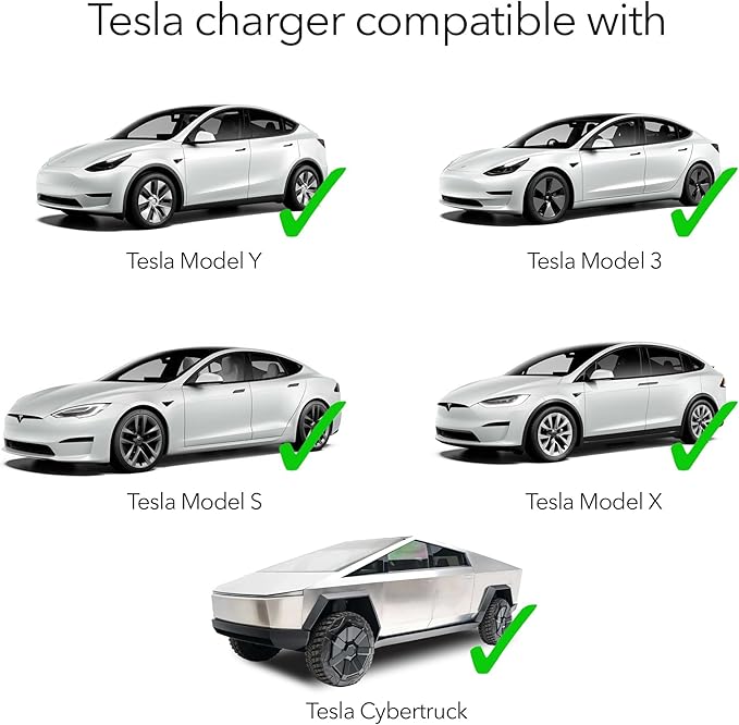 Lectron Level 1 Tesla Charger - 110V, 15 Amp, NEMA 5-15 Plug, 16 ft Extension Cord - Portable Electric Car Charger for Tesla - Compatible with All Tesla Models X/Y/3/S