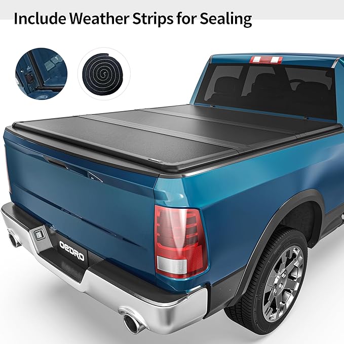 OEDRO FRP Hard Tri-fold Tonneau Cover Fold Truck Bed Covers Fits for Ford F-150 F150 2004-2014 with 6.5 Feet Bed