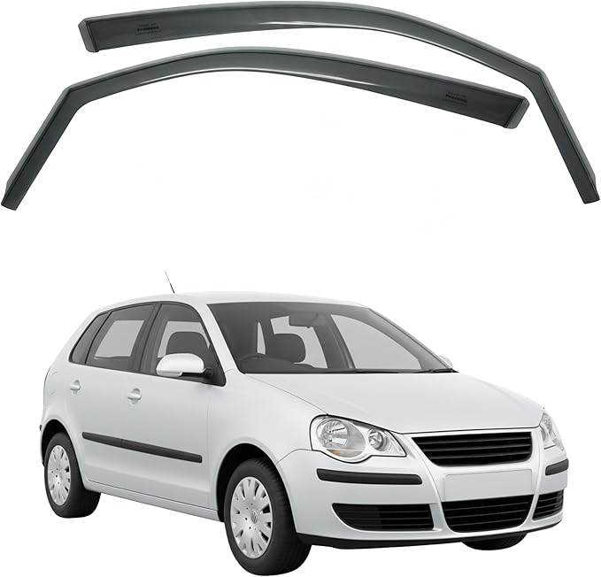 in-Channel Car Window Rain Guard Compatible with VW Polo mk4 5-Door Hatchback 2002-2009 Front 2pcs, Taiwan Made Precise & Transparent Car Wind Deflectors No Water Leakage Visors