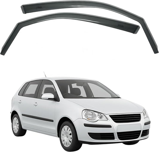 in-Channel Car Window Rain Guard Compatible with VW Polo mk4 5-Door Hatchback 2002-2009 Front 2pcs, Taiwan Made Precise & Transparent Car Wind Deflectors No Water Leakage Visors