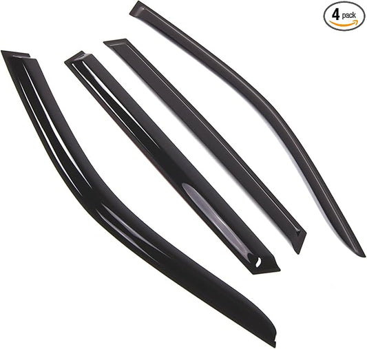 TuningPros Outside Mount Window Vent Visors Rain Guards Compatible with BMW X5 2014-2016 | Side Window Wind Deflectors Rain Shields | Smoke Tinted, 4 Pcs Set, DGWV-782