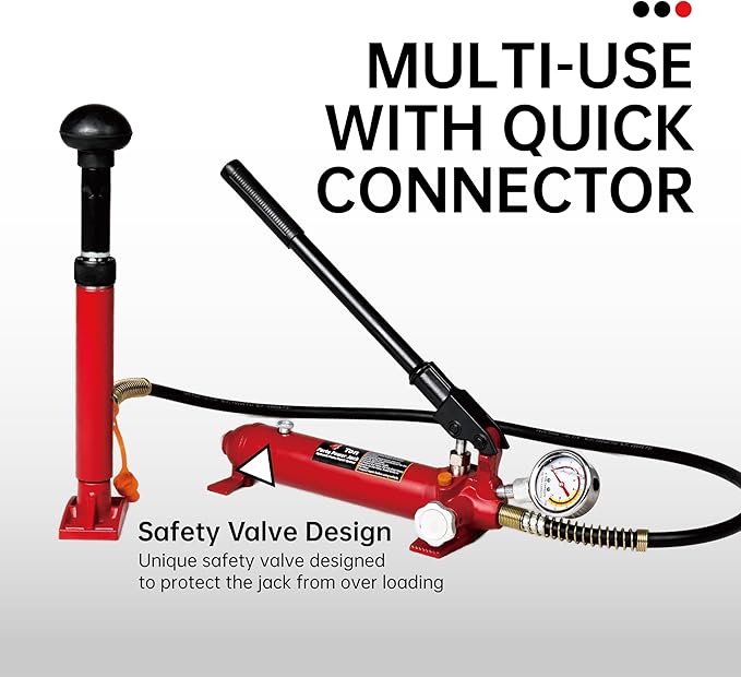 4 Ton (8800 lbs Capacity) Porta Power Jack Hydraulic Ram Auto Body Frame Collision Repair Kit Set, 18-Pcs, with Blow Mold Carrying Case and Gauge