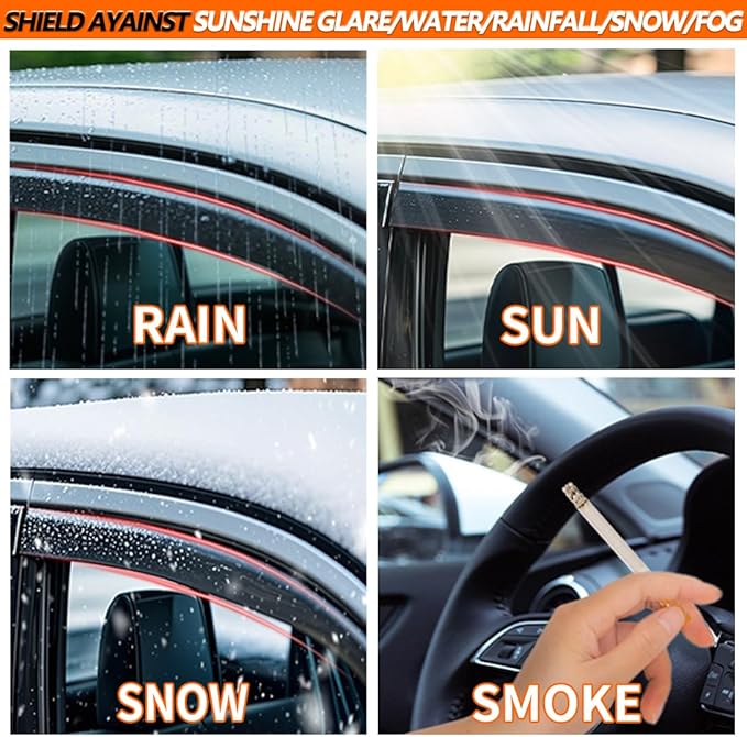 in-Channel Window Visors Rain Guards FIT Ford Explorer 2020-2025 (2020-2025) – 4-Piece in-Channel Dark-Smoke Polycarbonate Vent Deflectors