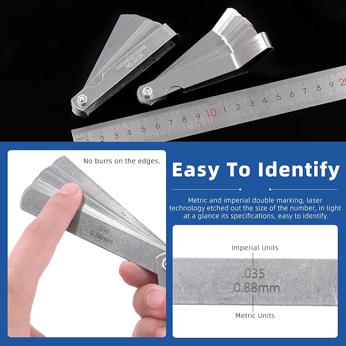 Glarks 4Pcs Motorcycle Engine Valve Adjustment Tool Kit, Engine Screw Spanner Valve Tool Wrench Valve Screw Repair Spanner with Feeler Gauges for Motor Engine Valve Screw