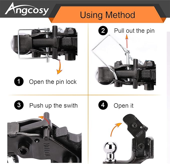 10-Ton Pintle Hook Trailer Hitches Receiver Hook Combination 2-5/16” Hitch Ball with Mounting Kit, 20000 lbs