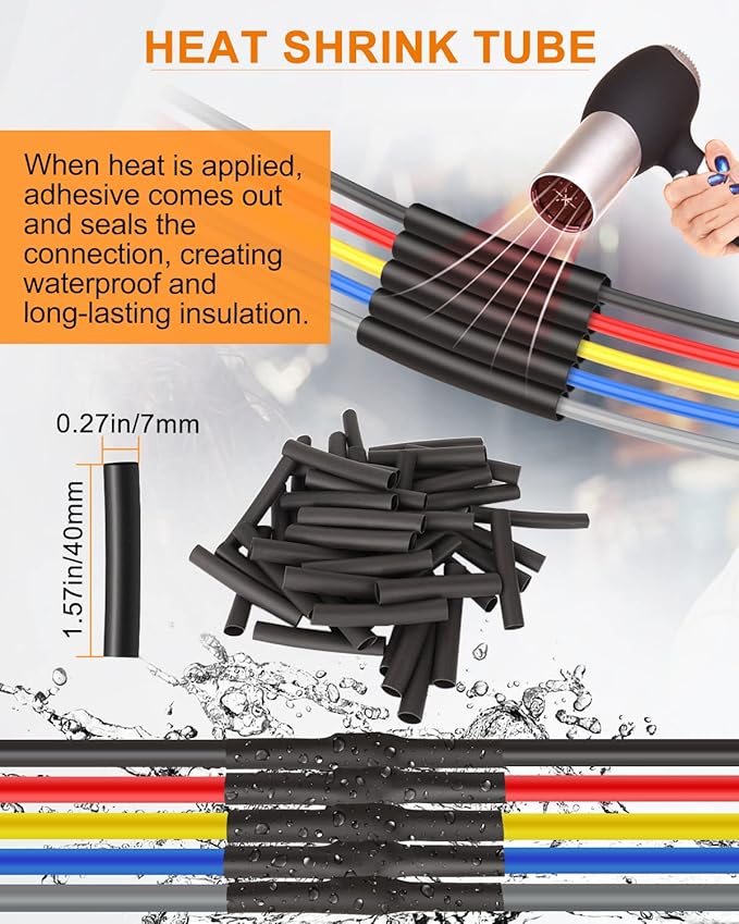 NAOEVO 5 Pin Connector Waterproof，16 AWG 5 Wire Connectors, Automotive Electrical Connectors Male And Female Way With Heat Shrink Tubing For Car Truck Boat Wire Connection, 6 Kits