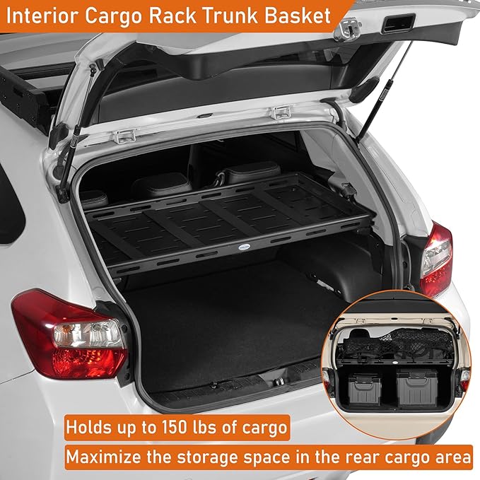 Hooke Road Crosstrek Rear Trunk Cargo Rack Basket Tray for 2013-2017 Subaru XV Crosstrek, Lightweight Steel Interior Storage Luggage Carrier