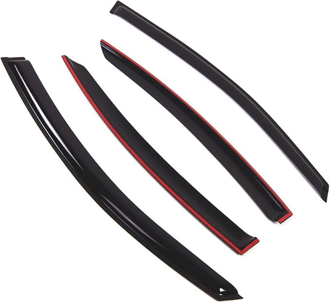 Tuningpros WD2-844B Dark Smoke 4 Pcs Set Window Visor (Outside Mount) Deflector Rain Guard Compatible with 2017-2018 Subaru Legacy Sedan