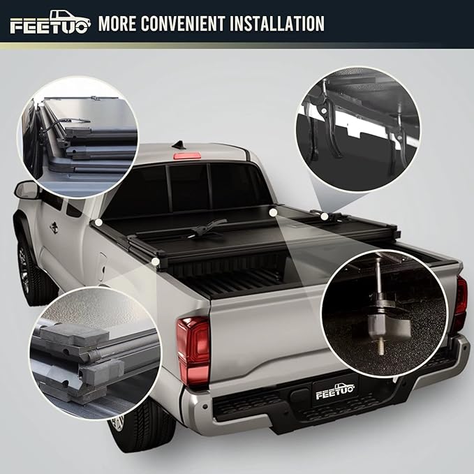 FRP Hard Tri-Fold Tonneau Cover Truck Bed for 2004-2014 F150 & 2006-2014 Mark LT 6.5FT/78.8inch
