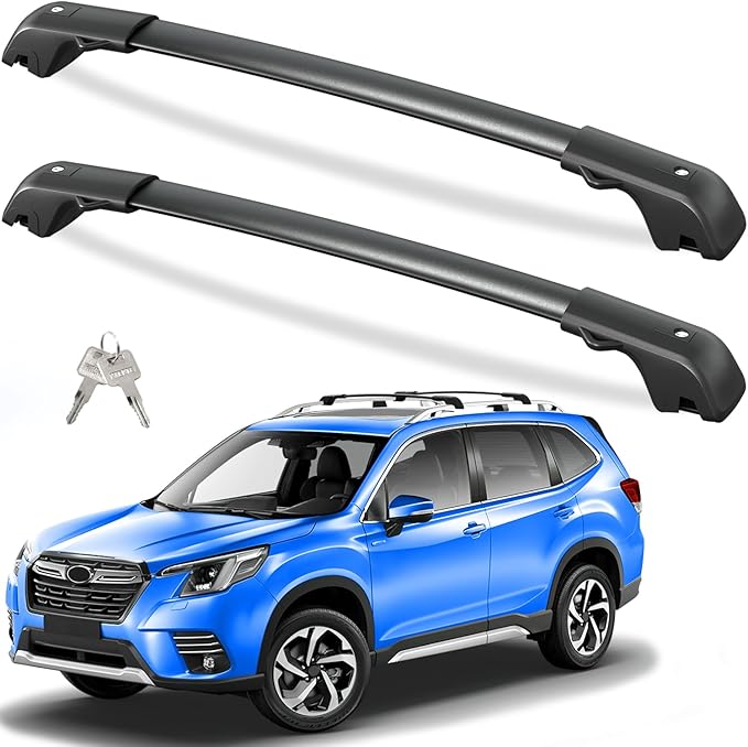 Tuyoung 300lbs Roof Rack Cross Bars Compatible with Subaru Forester 2014-2026 with Raised Side Rails (Not for Wilderness), Lockable Heavy Duty Aluminum Metal Lock Roof Rails Crossbars Luggage Racks.