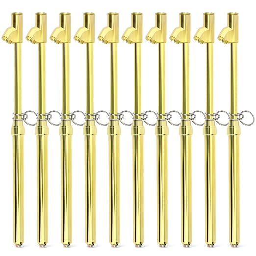 MEANLIN MEASURE 10PCS Gold Double Straight Type Tire Pressure Gauge, Dual Head Air Pressure Gauge, Pressure Range 10-150 Psi (Suitable for Trucks, etc.)