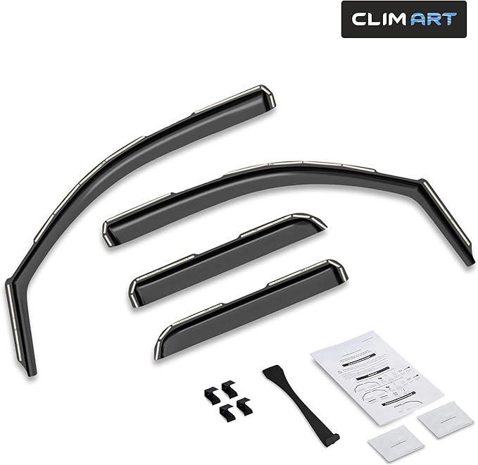 CLIM ART in-Channel Incredibly Durable Rain Guards for Chevrolet (Chevy) Silverado/GMC Sierra 2014-2018 Double Cab, Original Window Deflectors, Vent Window Visors, Truck Accessories, 4pcs- 614004