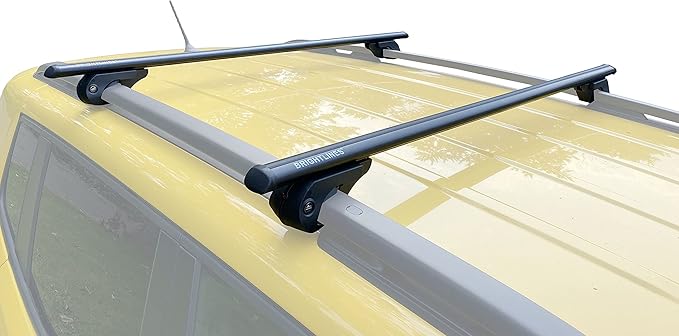BrightLines 53" All Black Universal Crossbars Roof Racks Compatible with Raised Roof Side Rails for Kayak Luggage ski Bike Carrier, a Set of 2 (Black)