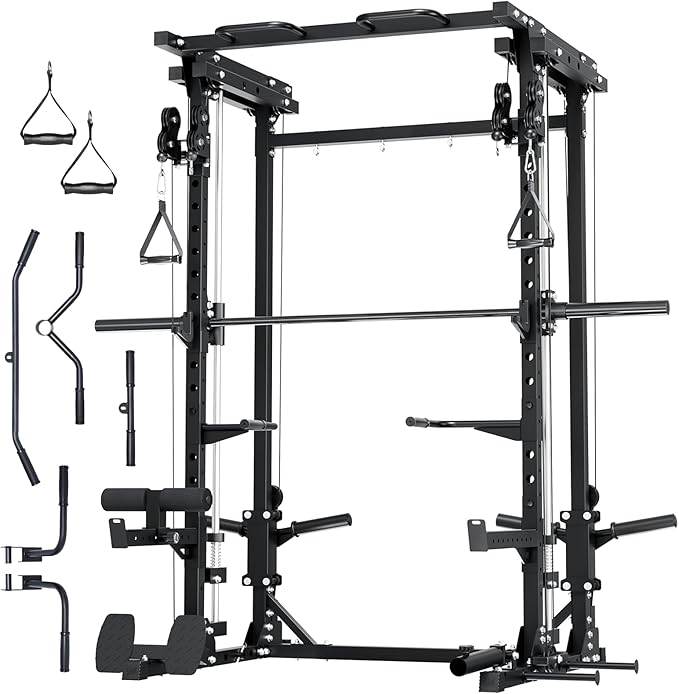 Major Fitness Drone3 Smith Machine – All-in-One Home Gym Squat Rack with Weight Bar, Cable Crossover Machine – Heavy-Duty Fitness Equipment for Strength Training and Full-Body Workouts