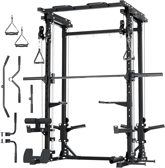Major Fitness Drone3 Smith Machine – All-in-One Home Gym Squat Rack with Weight Bar, Cable Crossover Machine – Heavy-Duty Fitness Equipment for Strength Training and Full-Body Workouts