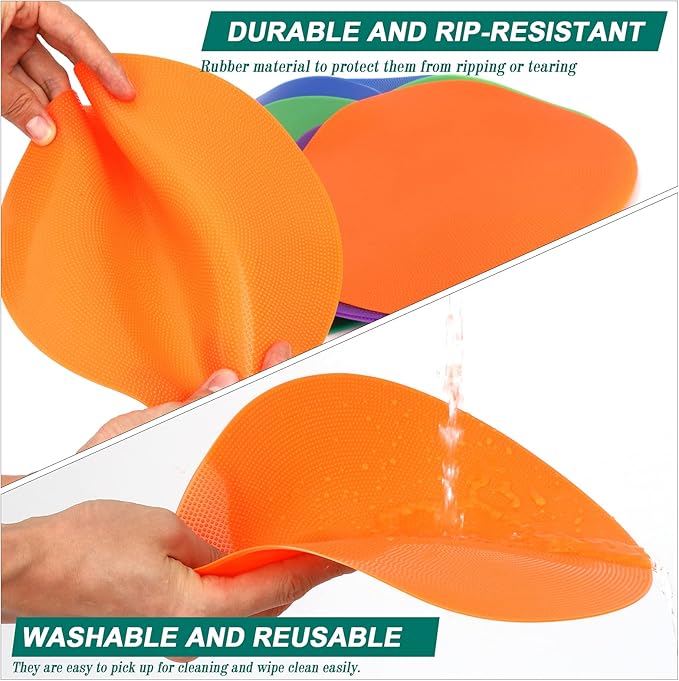 9 Inch Poly Spot Markers for Gym Floor Poly Spots, 12/18/24/36 Pcs Round Non-Slip Rubber Floor Dots Agility Markers Flat Cones for Sports Soccer PE Training, Dance, Classroom Activities