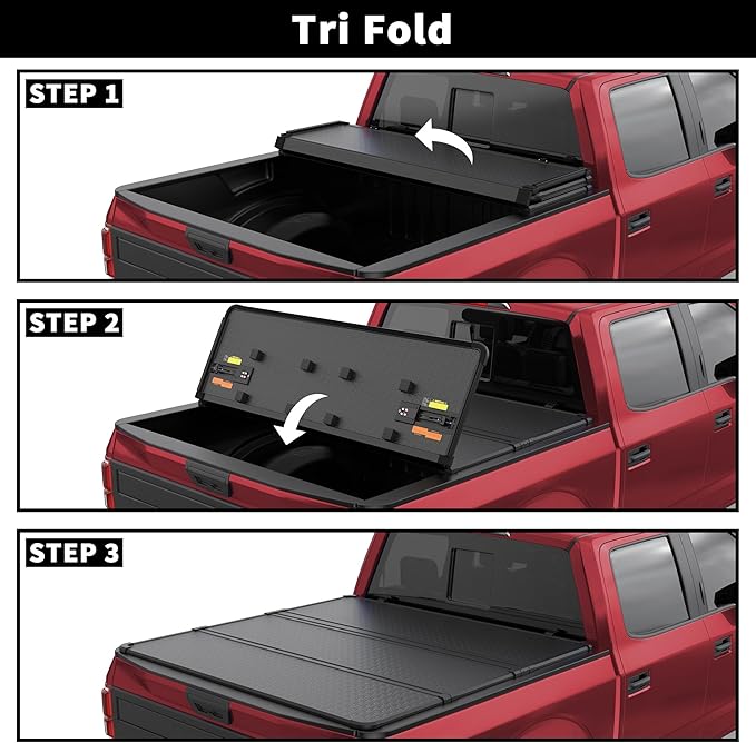Hard Tri Fold Aluminum Truck Bed Tonneau Cover Compatible for 2007-2013 Chevy Silverado/GMC Sierra 1500 Fleetside 3-Fold 5.8FT 69.3Inch
