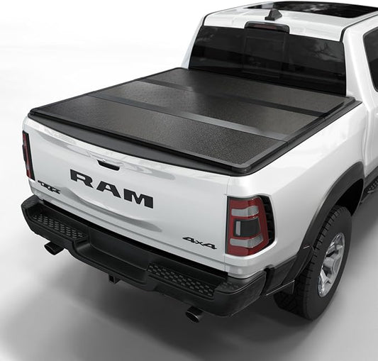 Hard Folding Truck Bed Tonneau Cover|HTF011|Fits 2009-2026 Dodge Ram 1500 5' 7" Bed Without Ram Box (67.4")