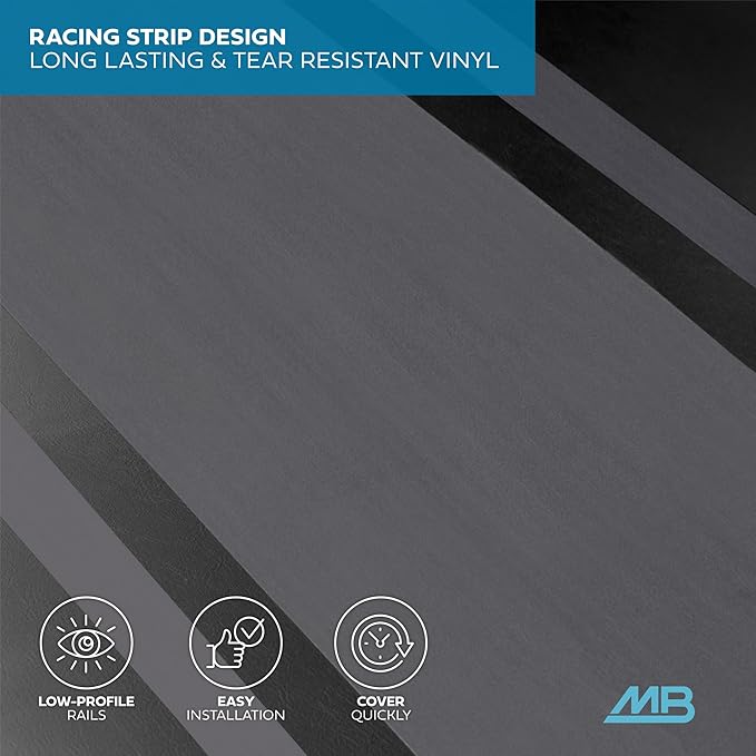 Truck Tonneau Cover for Ram 1500 (2002-2023) / Ram 2500 & 3500 (2003-2020) with 6.4 ft Bed Length, All-Weather Retractable Soft Roll-Up Truck Bed Cover with Gray Stripes