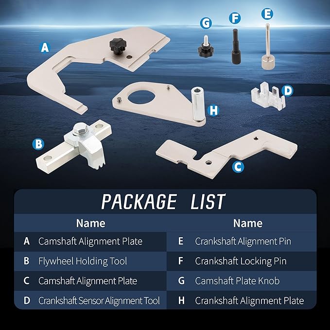 Camshaft Timing Locking Tool Kit, Compatible with Jaguar Land Rover Evoque Ford 2.0 2.3T SCTi Ecoboost Ti-VCT Mondeo Focus, Replace 303-1594 303-1504 303-1565 303-1600 303-1595 303-1521
