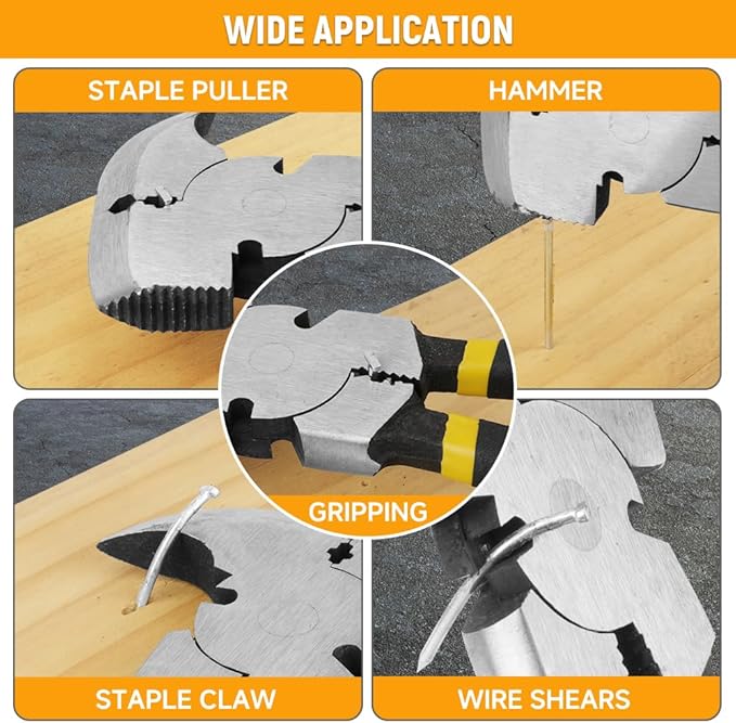 Hoteche 10.5 Inch Fencing Pliers Cr-V Steel Multi-Purpose Fence Tool Heavy Duty Hammerhead Pliers