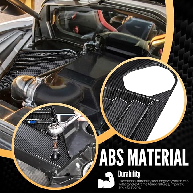 2Pcs Engine Bay Panel Cover,Carbon Fiber Pattern Rear Engine Covers Left Right Engine Case Guards Protector Compartment Filler Covers for Corvette C8 Stingray 2020+ for C8 Z06 2023+
