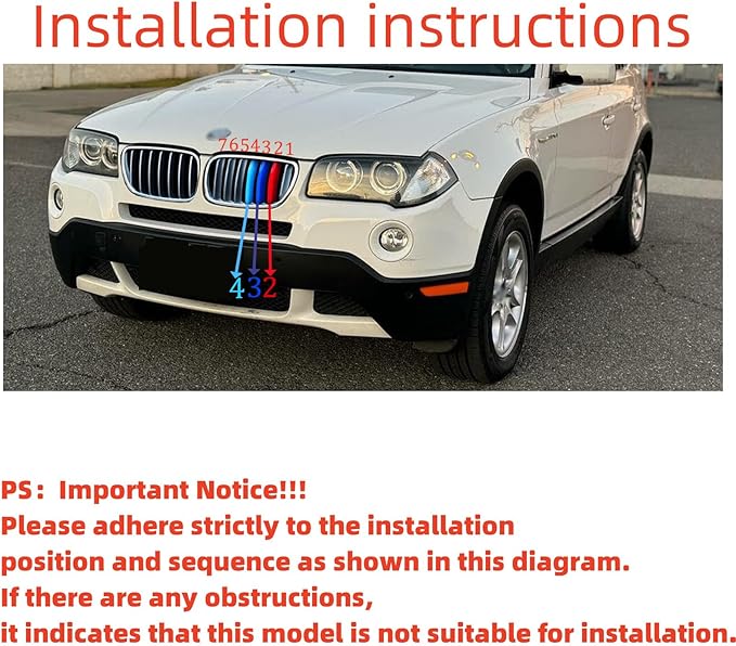 Automotive Grille Inserts for BMW X3 2003-2006 7-Beam,Front Grill Accessories