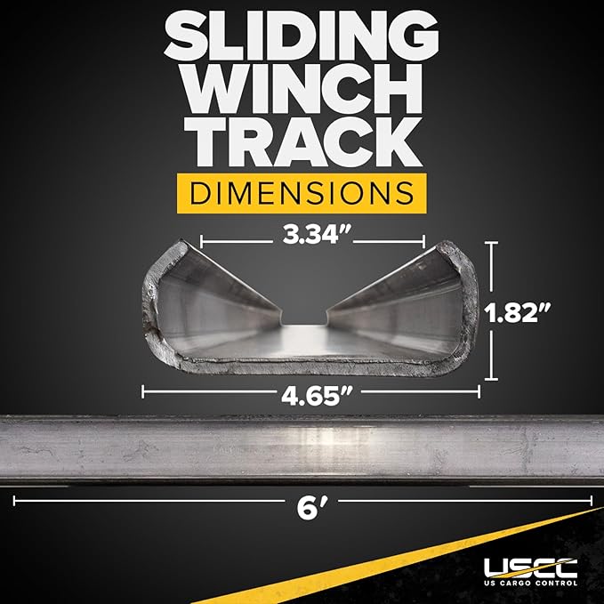 US Cargo Control Steel Winch Track for Sliding Winches (2 Pack), Durable Sliding C-Track Rail for Flatbed Trailer, 6 Feet Each, Weld-On Bottom Mount Application for Easy Cargo Tie Down, Made in USA