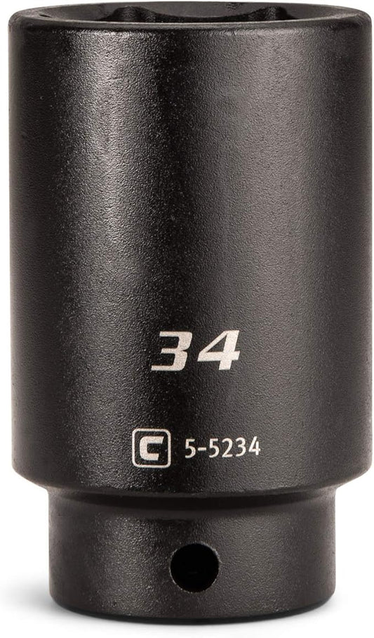 Capri Tools Deep Impact Socket, 1/2-Inch Drive, 6-Point, Metric (34 mm)