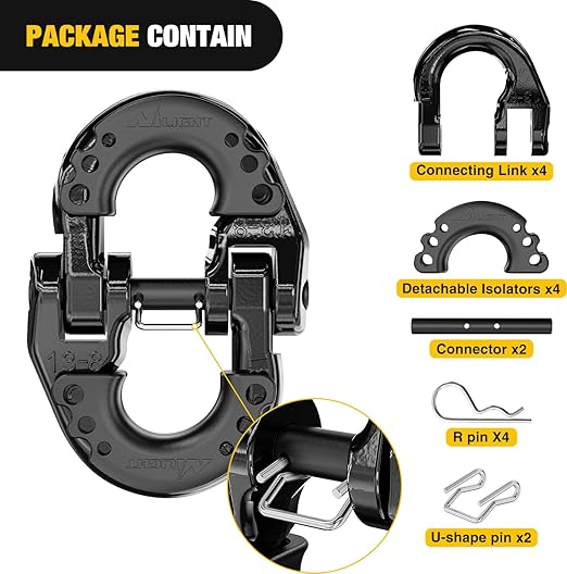 Nilight Safety Chain Connector Link, 1/2In Tow Hitch Hammerlock Coupling Link, 2 Pack Forged Steel Tow Chain Connector for Chain Link/Recovery Rope Link/Shackle, 12000 lbs Load Limit, Black