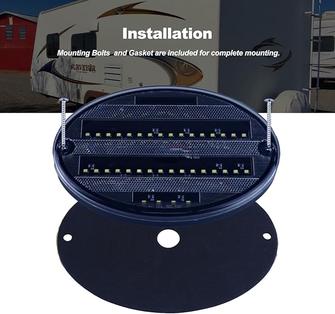 Oval LED Tail Lights White LED Backup Reverse Lights for Camper Trailer RV Airstream 8.5" Length 40LEDs Surface Mount Clear Lens, Pack of 2