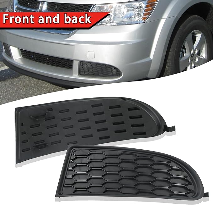 2PC Fog Light Covers for Dodge Journey 2011-2020,1 Pair Left & Right,Black Bumper Grille Insert (Black Style)