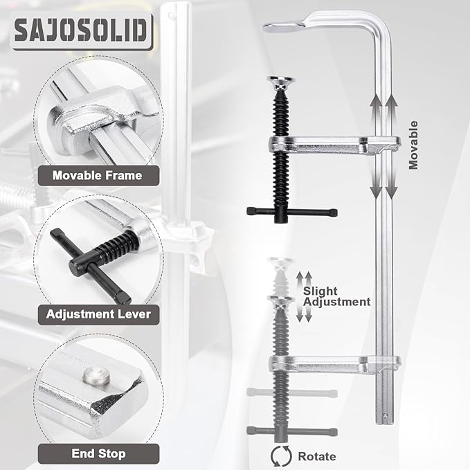 4 Pcs Welding Clamps Heavy Duty with 3" Throat Depth, Bar Size 5/8" x 5/16" (15.7 x 7.5 mm), 440 Lbs Clamping Force, Forged Steel Bar Clamp for Wood, Metal, Pipe, Welding and DIY Projects