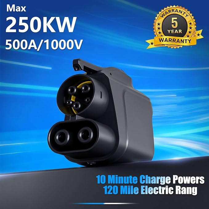NACS to CCS Adapter Max 500A/1000V, Compatible with Tesla Superchargers to Fast Charge CCS1 EVs Ford/VoIvo/Polestar/Mustang/GM(5-Year Warranty)